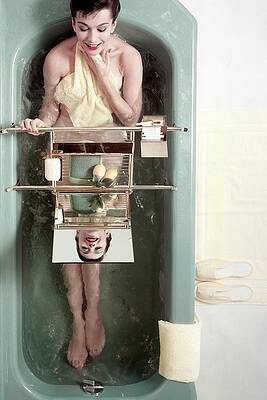 Wall Art featuring the photograph A Model In A Bathtub by Herbert Matter