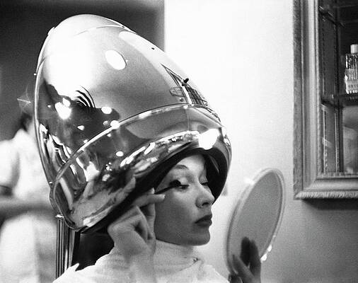 Woman Under Vintage Hair Dryer Photograph