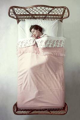Wall Art featuring the photograph A Model In A Bed by Herbert Matter