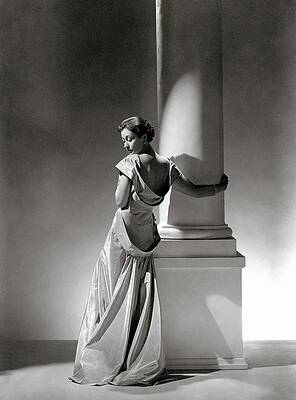 Wall Art featuring the photograph A Model In A Gown By Vionnet And Jewelry by George Hoyningen-Huene