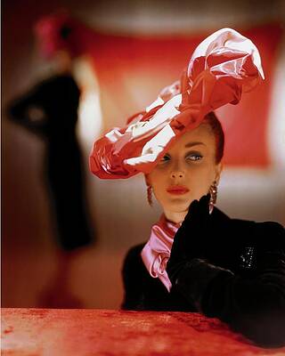 Woman in Elegant Pink Hat Wall Art