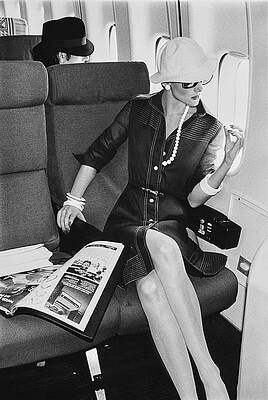 Fashion Model on an Airplane Wall Art