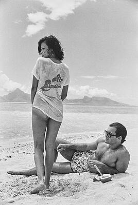 Swim Wall Art featuring the photograph A Model On Bora Bora Beach In Jantzen Swim Trunks by Chris von Wangenheim