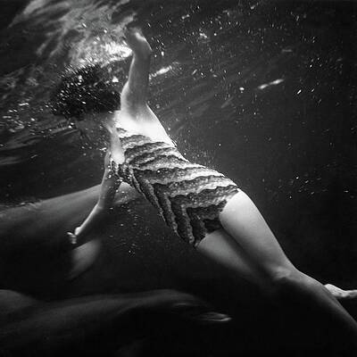 Sea Life Wall Art featuring the photograph A Model Wearing A Best Bathing Suit by Toni Frissell
