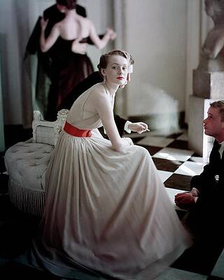 Wall Art featuring the photograph A Model Wearing A Harry Keiser Dress by Frances Mclaughlin-Gill