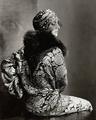 Elegant Woman in Embroidered Attire Wall Art