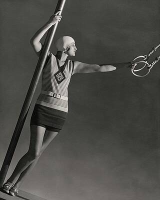 Wall Art featuring the photograph A Model Wearing A Jean Patou Bathing Suit by George Hoyningen-Huene