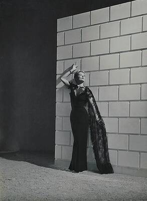 Lace Wall Art featuring the photograph A Model Wearing A Mainbocher Dress by Horst P. Horst