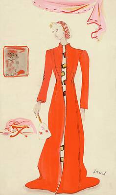 Woman in Red Dress with Pink Accents Digital Art