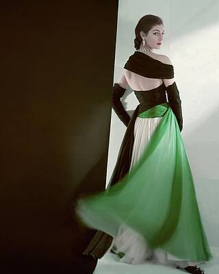Elegant Woman in Green Gown Photograph