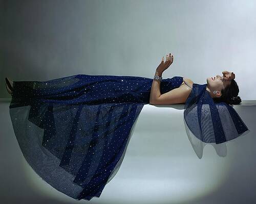 Elegant Woman in Blue Gown Wall Art