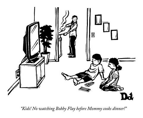 Cooking Wall Art featuring the drawing A Mother, Cooking In The Kitchen, Hollers by Drew Dernavich