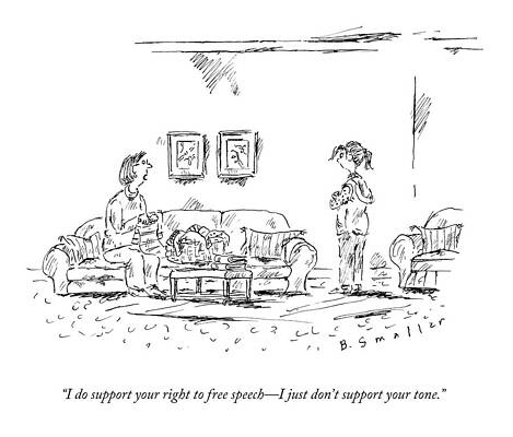 Free Speech Disagreement Cartoon Wall Art