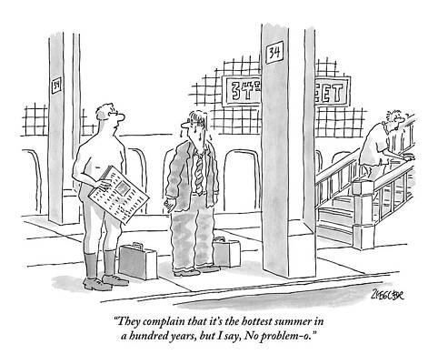 Naked Drawing - A Naked Businessman Speaks To A Sweaty Man by Jack Ziegler