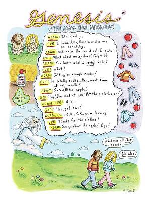 Adam Wall Art featuring the drawing A Narrative Is Seen Detailing The Events Leading by Roz Chast