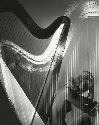 Interplay of Harp and Human Form Wall Art