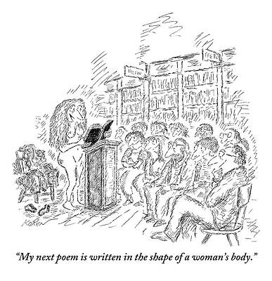 Naked Drawing - A Nude Woman Stands At A Podium by Edward Koren