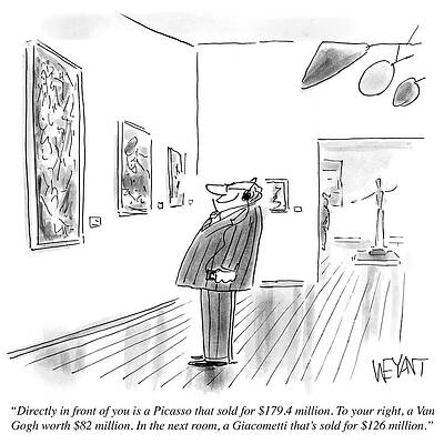 4 Wall Art featuring the drawing A Picasso That Sold For $179.4 Million by Christopher Weyant