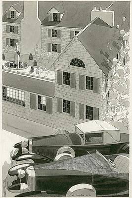 Sports Digital Art - A Pierce Arrow Coupe And A Duesenberg Sports by Jean Pages