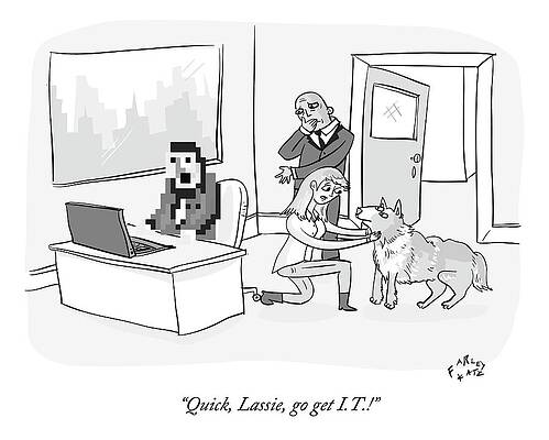 Lassie Calls for IT Support Drawing