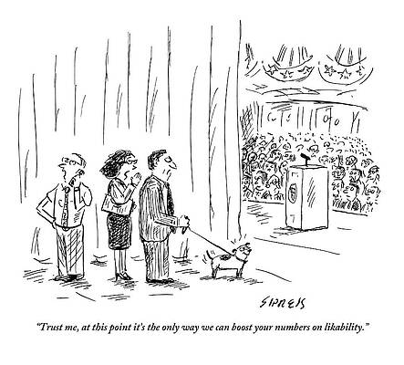 Puppy Wall Art featuring the drawing A Political Consultant Gives Her Client A Puppy by David Sipress