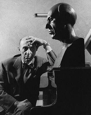 Jewish Wall Art featuring the photograph A Portrait Of Arnold Schoenberg Leaning by Crane Ralph