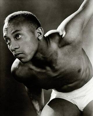Wall Art featuring the photograph A Portrait Of Jesse Owens Shirtless by Lusha Nelson