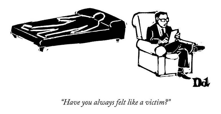 Outline Drawing - A Psychiatrist Sits With His Patient by Drew Dernavich