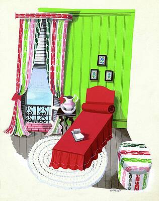 Red Digital Art - A Red Bed In A Bedroom by Edna Eicke