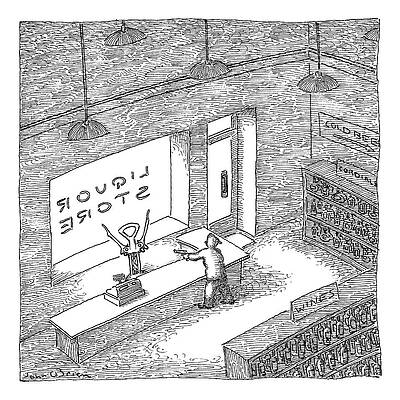 Corkscrew Drawing - A Robber Holds Up A Liquor Store. The Clerk by John O'Brien
