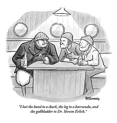 Sailor Wall Art featuring the drawing A Sailor With A Hook by Benjamin Schwartz