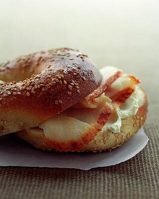 Sesame Bagel with Lox and Cream Cheese Photograph
