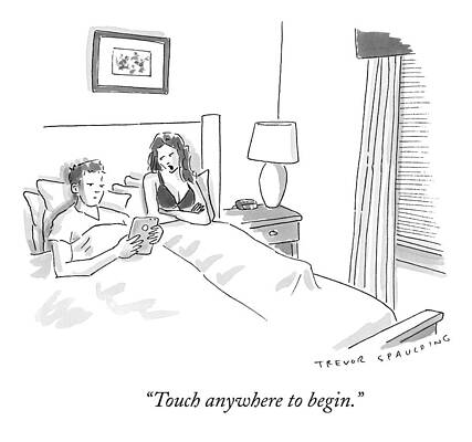 Wall Art featuring the drawing A Sexually Frustrated Wife In Bed Speaks by Trevor Spaulding