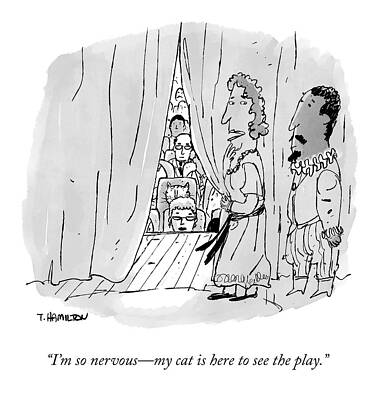 Curtain Drawing - A Shakespearean Actress Says To Her Costar by Tom Hamilton