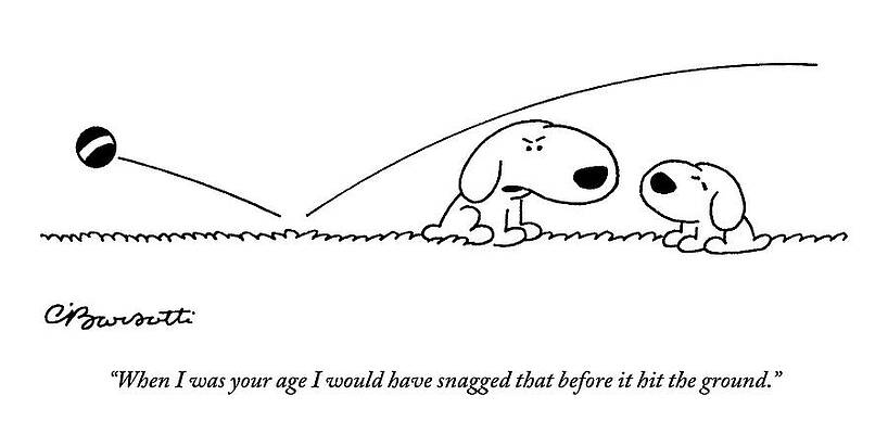 Youth Drawing - A Slightly Bigger Dog Talks To A Slightly Smaller by Charles Barsotti