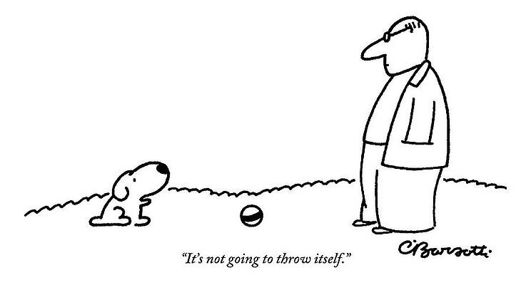 Man and Dog with Tennis Ball Wall Art