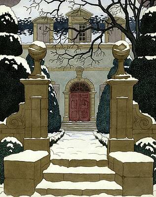Winter Digital Art - A Snow Covered Pathway Leading To A Mansion by Pierre Brissaud