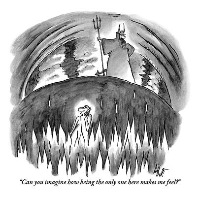 Background Drawing - A Sole Man In Talks On His Cell Phone Surrounded by Frank Cotham