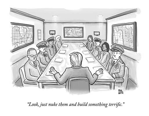 Construction Drawing - A Spectacularly Coifed Politician Speaks by Paul Noth