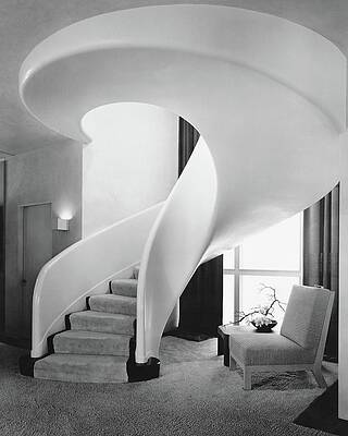 Elegant Spiral Staircase in Modern Interior Photograph