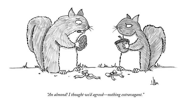 Two Squirrels with Nut Gifts Drawing
