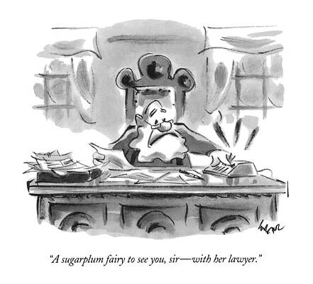 Santa Claus Wall Art featuring the drawing A Sugarplum Fairy To See by Lee Lorenz