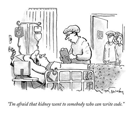 Humorous Hospital Room Conversation Drawing