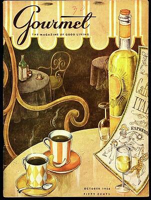 Gourmet Magazine Coffee and Wine Scene Wall Art