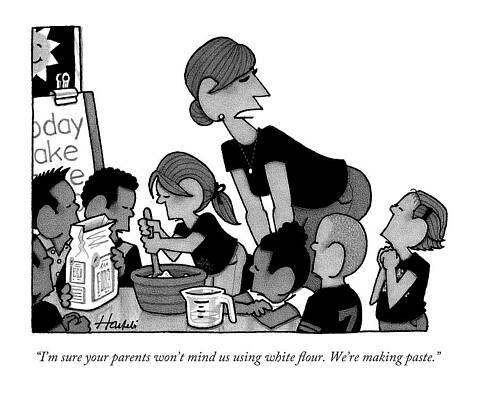 Toddler Drawing - A Teacher Speaks To A Concerned Looking Boy by William Haefeli