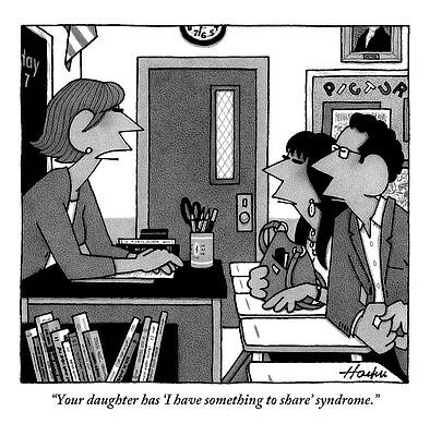 Teacher Drawing - A Teacher Speaks To Parents Of A Child by William Haefeli