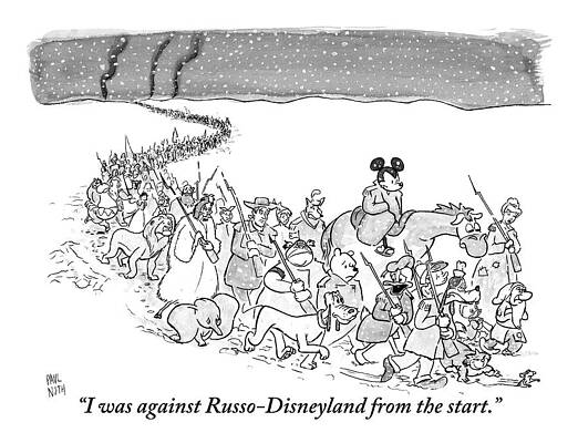 Russia Drawing - A Trail Of People And Disney Characters March by Paul Noth