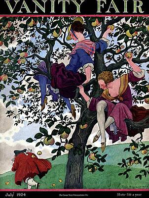 Women Picking Apples in Tree Photograph
