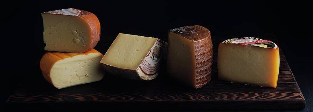 Assorted Cheeses on Wooden Board Wall Art