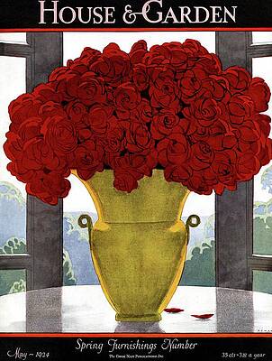 Watercolor Wall Art featuring the photograph A Vase With Red Roses by Andre E Marty
